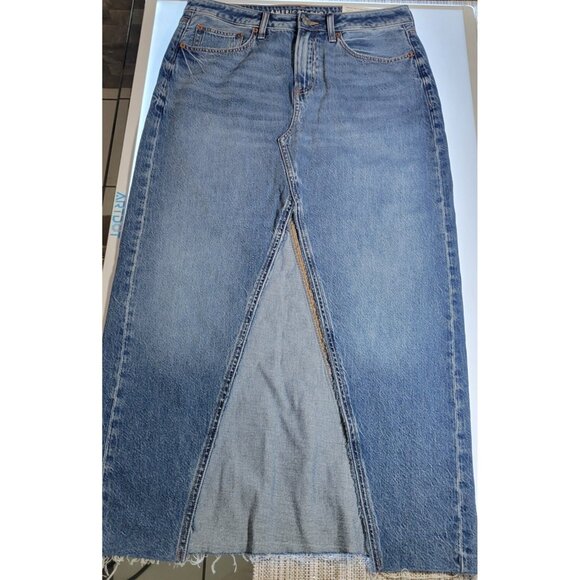 American Eagle Denim Midi skirt Womens Vintage Iconic Size 6 Denim Waistband - Picture 1 of 9